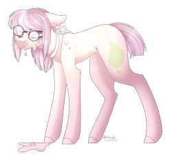 Size: 1660x1493 | Tagged: safe, artist:ohhoneybee, oc, oc only, oc:tea leaf, species:earth pony, species:pony, female, glasses, mare, melting, simple background, solo, transparent background