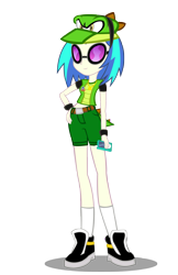 Size: 1843x2850 | Tagged: safe, artist:trungtranhaitrung, character:dj pon-3, character:vinyl scratch, my little pony:equestria girls, clothing, crossover, female, hat, shirt, shorts, simple background, solo, sonic the hedgehog (series), sunglasses, transparent background, vector, vector the crocodile