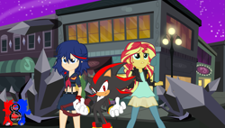 Size: 2033x1158 | Tagged: safe, artist:trungtranhaitrung, character:sunset shimmer, my little pony:equestria girls, crossover, equestria girls-ified, kill la kill, ryuko matoi, shadow the hedgehog, sonic the hedgehog (series)