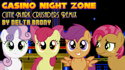 Size: 1920x1080 | Tagged: safe, artist:connorsparda, artist:dashiemlpfim, artist:rainbowderp98, edit, character:apple bloom, character:babs seed, character:scootaloo, character:sweetie belle, species:pegasus, species:pony, casino night zone, crossover, cutie mark crusaders, sonic the hedgehog (series), sonic the hedgehog 2, wallpaper, wallpaper edit