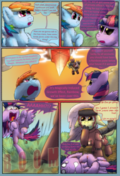 Size: 2160x3168 | Tagged: safe, artist:firefanatic, character:flutterbat, character:fluttershy, character:rainbow dash, character:twilight sparkle, character:twilight sparkle (alicorn), species:alicorn, species:bat pony, species:pony, comic:agents of hoo-men, armor, comic, crying, dialogue, fluffy, race swap, scared, semi-grimdark series, what is hoo-man