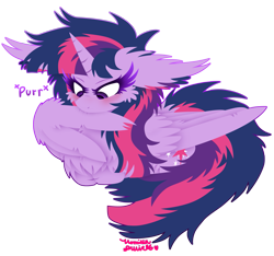 Size: 1891x1770 | Tagged: safe, artist:vanillaswirl6, part of a set, character:twilight sparkle, character:twilight sparkle (alicorn), species:alicorn, species:pony, behaving like a cat, blushing, cheek fluff, chest fluff, colored pupils, cute, ear fluff, female, floppy ears, fluffy, hnnng, mare, ponyloaf, preening, prone, purring, scrunchy face, signature, simple background, solo, transparent background, twiabetes, unshorn fetlocks, wing noms