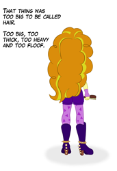 Size: 1080x1578 | Tagged: safe, artist:scraggleman, character:adagio dazzle, equestria girls:rainbow rocks, g4, my little pony: equestria girls, my little pony:equestria girls, berserk, brush, female, rear view, simple background, solo, standing, text
