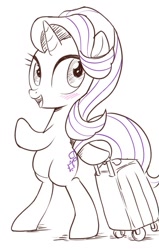 Size: 509x800 | Tagged: safe, artist:k-nattoh, character:starlight glimmer, species:pony, species:unicorn, bipedal, blushing, female, solo, suitcase
