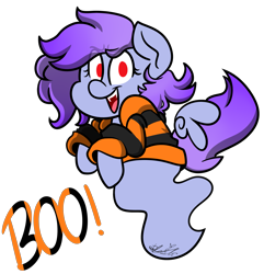 Size: 2809x2909 | Tagged: safe, artist:befishproductions, oc, oc only, oc:strutter, species:pegasus, species:pony, clothing, fangs, female, ghost, high res, mare, simple background, solo, sweater, transparent background