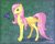 Size: 2500x2000 | Tagged: safe, artist:sirzi, character:fluttershy, species:bird, species:pegasus, species:pony, g4, abstract background, cute, female, gradient background, hoers, mare, shyabetes, signature, smiling, solo