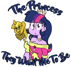 Size: 3341x3175 | Tagged: safe, artist:befishproductions, character:twilight sparkle, my little pony:equestria girls, clothing, coronation dress, dress, female, looking at you, scepter, simple background, solo, twilight scepter