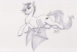 Size: 4025x2718 | Tagged: safe, artist:silentwulv, oc, oc only, oc:speck, species:bat pony, lying down, solo, traditional art