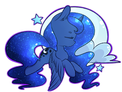 Size: 4000x3000 | Tagged: safe, artist:ashee, character:princess luna, chibi, eyes closed, female, moon, simple background, solo, stars, transparent background