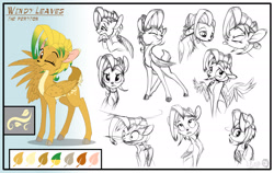 Size: 1930x1216 | Tagged: safe, artist:sirzi, oc, oc only, oc:windy leaves, species:deer, species:peryton, cloven hooves, color palette, cute, deer oc, doe, emotions, female, happy, non-pony oc, original species, reference sheet, shocked, sketch, sketch dump, solo, tired, tongue out, wing hands, wings