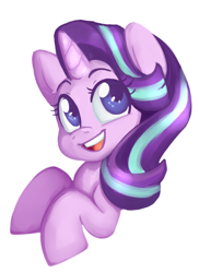 Size: 2636x3615 | Tagged: safe, artist:annakitsun3, character:starlight glimmer, species:pony, species:unicorn, bust, cute, female, glimmerbetes, mare, open mouth, simple background, smiling, solo, white background