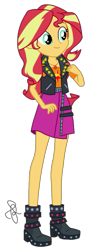Size: 710x2048 | Tagged: safe, artist:ilaria122, character:sunset shimmer, g4, my little pony: equestria girls, my little pony:equestria girls, boots, clothing, female, high heel boots, not a vector, shoes, signature, simple background, skirt, solo, transparent background