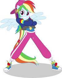 Size: 11641x14505 | Tagged: safe, artist:sugar-loop, character:rainbow dash, episode:get the show on the road, episode:queen of clubs, eqg summertime shorts, equestria girls:dance magic, g4, my little pony: equestria girls, my little pony:equestria girls, spoiler:eqg specials, absurd resolution, backwards ballcap, baseball cap, cap, clothing, converse, ear piercing, female, hat, hip hop, pants, piercing, ponied up, rapper dash, shoes, simple background, solo, transparent background, vector
