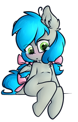 Size: 1282x2000 | Tagged: safe, artist:ashee, oc, oc only, oc:darcy sinclair, species:pegasus, species:pony, bow, chibi, crying, looking at you, simple background, sitting, solo, transparent background