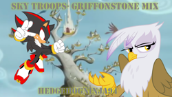 Size: 1280x720 | Tagged: safe, artist:hedgehogninja94, artist:trungtranhaitrung, character:gilda, species:griffon, crossover, duo, griffonstone, remix, shadow the hedgehog, sky troops, sonic the hedgehog (series), vector