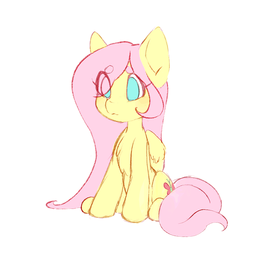 Size: 850x850 | Tagged: safe, artist:tolsticot, character:fluttershy, species:pegasus, species:pony, animated, beanbrows, blushing, chest fluff, cute, eyebrows, female, frame by frame, looking away, mare, shyabetes, simple background, sitting, solo, white background
