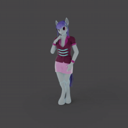 Size: 1080x1080 | Tagged: safe, artist:stellarator, character:photo finish, species:anthro, species:unguligrade anthro, 3d, animated, blender, bracelet, clothing, cycles, female, jewelry, no sound, not sfm, ponytail, skirt, solo, turntable, webm