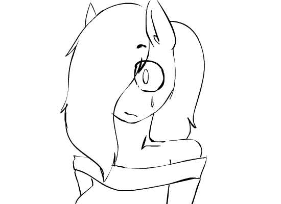 Size: 550x400 | Tagged: safe, artist:inuyuru, character:fluttershy, species:anthro, animated, blinking, bust, clothing, ear fluff, female, grayscale, hair over one eye, monochrome, solo, strapless