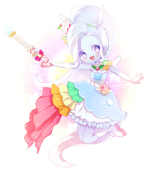 Size: 850x1000 | Tagged: safe, artist:weiliy, character:trixie, my little pony:equestria girls, anime, armpits, candy, clothing, cupcake, dress, female, food, magical girl, pastel, solo