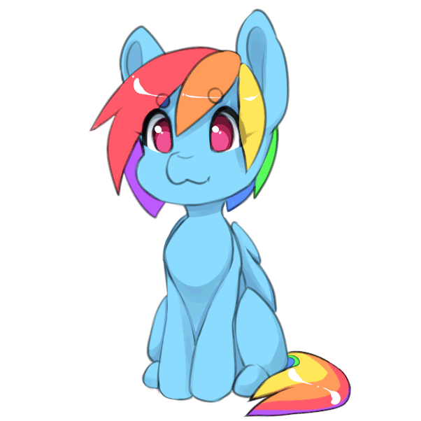 Size: 602x602 | Tagged: safe, artist:tolsticot, character:rainbow dash, species:pegasus, species:pony, :3, animated, beanbrows, cute, dashabetes, eye shimmer, eyebrows, female, frame by frame, head tilt, mare, raised hoof, reaction image, simple background, sitting, solo, white background