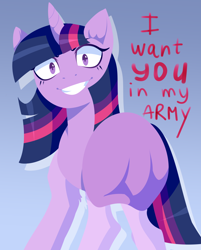 Size: 2156x2688 | Tagged: safe, artist:helemaranth, rcf community, character:twilight sparkle, species:pony, >:), bronybait, evil grin, female, grin, i want you, join the herd, mare, misleading thumbnail, smiling, smirk, solo, underhoof