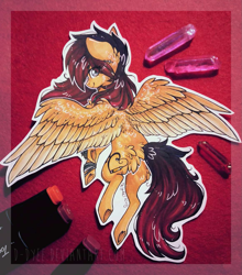 Size: 1161x1319 | Tagged: safe, artist:tenebristayga, oc, oc only, species:pegasus, species:pony, commission, cutout, solo, spread wings, traditional art, wings