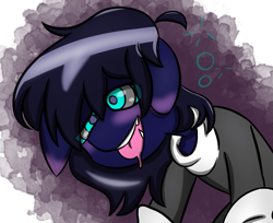 Size: 769x627 | Tagged: safe, artist:askhypnoswirl, oc, oc only, species:earth pony, species:pony, abstract background, drunk bubbles, earth pony oc, open mouth, swirly eyes
