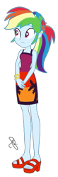 Size: 671x2048 | Tagged: safe, artist:cookiechans2, artist:ilaria122, character:rainbow dash, equestria girls:spring breakdown, g4, my little pony: equestria girls, my little pony:equestria girls, spoiler:eqg series (season 2), alternate hairstyle, bracelet, clothing, dress, feet, female, sandals, simple background, solo, toes, transparent background