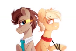 Size: 2449x1632 | Tagged: safe, artist:mirtash, rcf community, character:doctor whooves, character:perfect pace, character:time turner, species:earth pony, species:pony, collar, doctor who, doctorpace, duo, gay, male, necktie, ponified, shipping, simple background, stallion, the master, white background