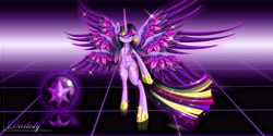 Size: 6400x3200 | Tagged: safe, artist:darksly, character:twilight sparkle, character:twilight sparkle (alicorn), species:alicorn, species:pony, fanfic, fanfic art, female, multiple wings, muscles, princess shoes, rainbow power, seraph, seraphicorn, solo
