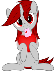 Size: 4607x6000 | Tagged: safe, artist:waveywaves, oc, oc only, oc:waves, absurd resolution, heart, holiday, hoof hold, letter, mouth hold, simple background, solo, transparent background, valentine's day, valentine's day card