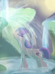 Size: 2048x2732 | Tagged: safe, artist:noupu, character:maud pie, species:earth pony, species:pony, bath, eyes closed, female, floppy ears, mare, shower, solo, water, wet mane, wrong cutie mark