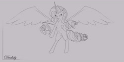 Size: 6400x3200 | Tagged: safe, artist:darksly, character:rarity, species:alicorn, species:pony, fanfic, fanfic art, female, mare, princess, sketch, wings