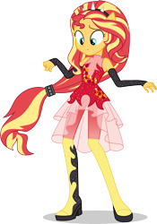 Size: 5295x7573 | Tagged: safe, artist:sugar-loop, character:sunset shimmer, equestria girls:forgotten friendship, g4, my little pony: equestria girls, my little pony:equestria girls, absurd resolution, clothing, dress, female, ponied up, simple background, solo, transparent background, vector