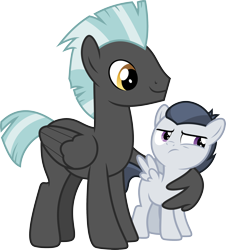 Size: 2716x3000 | Tagged: safe, alternate version, artist:chainchomp2, character:rumble, character:thunderlane, species:pegasus, species:pony, episode:marks and recreation, g4, my little pony: friendship is magic, .svg available, alternate versions at source, brothers, colt, high res, hug, male, simple background, stallion, transparent background, vector, wing hands, winghug