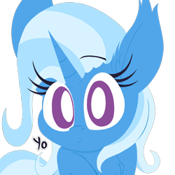 Size: 8000x8000 | Tagged: safe, artist:dragonpone, derpibooru original, character:trixie, species:pony, species:unicorn, absurd resolution, chest fluff, cute, dialogue, diatrixes, ear fluff, female, looking at you, mare, raised eyebrow, simple background, smiling, solo, transparent background, yo