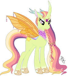Size: 1819x2048 | Tagged: safe, artist:ilaria122, base used, oc, oc only, oc:princess heaven serenity, parent:princess celestia, parent:thorax, parents:thoralestia, species:changeling, species:changepony, species:reformed changeling, changedling oc, female, hybrid, next generation, offspring, simple background, solo, transparent background