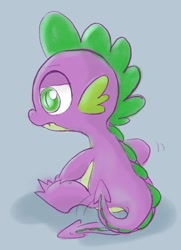 Size: 526x726 | Tagged: safe, artist:noupu, character:spike, species:dragon, male, simple background, solo, tail wag