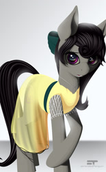 Size: 1275x2060 | Tagged: safe, artist:styroponyworks, character:octavia melody, species:earth pony, species:pony, alternate hairstyle, clothing, dress, female, mare, panties, simple background, solo, underwear, white background