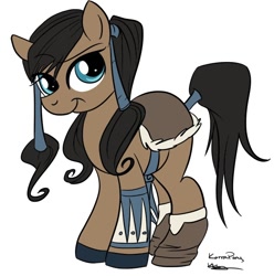 Size: 632x638 | Tagged: safe, artist:bunnimation, species:earth pony, species:pony, female, korra, mare, ponified, simple background, solo, tail wrap, the legend of korra, white background