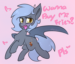 Size: 1000x858 | Tagged: safe, artist:ashee, oc, oc:panne, species:bat pony, bat pony oc, blushing, fangs, looking at you, solo, tongue out