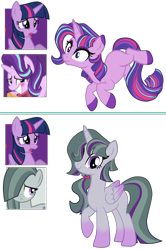 Size: 1492x2249 | Tagged: safe, artist:xxmissteaxx, character:marble pie, character:starlight glimmer, character:twilight sparkle, character:twilight sparkle (alicorn), oc, parent:marble pie, parent:starlight glimmer, parent:twilight sparkle, parents:twimarble, parents:twistarlight, species:alicorn, species:pony, species:unicorn, colored wings, colored wingtips, female, magical lesbian spawn, mare, offspring, simple background, transparent background