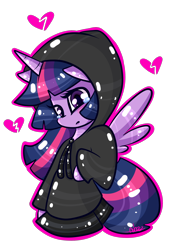 Size: 1674x2421 | Tagged: safe, artist:ashee, character:twilight sparkle, character:twilight sparkle (alicorn), species:alicorn, species:pony, clothing, crying, cute, female, heart, hoodie, simple background, skirt, solo, transparent background