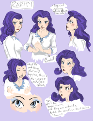 Size: 1024x1335 | Tagged: safe, artist:demdoodles, character:rarity, expressions, humanized