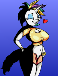 Size: 1700x2200 | Tagged: safe, artist:cabrony, artist:justanotherponyartblog, artist:skyline19, character:rarity, species:anthro, species:pony, alternate hairstyle, belly button, breasts, cleavage, clothing, collaboration, female, mare, midriff, punk, punkity, sexy, short hair, shorts, solo