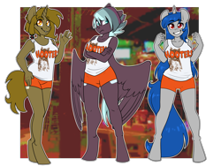 Size: 4000x3000 | Tagged: safe, artist:annakitsun3, oc, oc only, oc:ida, species:anthro, species:pegasus, species:pony, species:unguligrade anthro, species:unicorn, anthro oc, hooters, simple background, transparent background