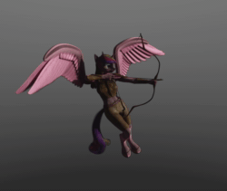 Size: 960x810 | Tagged: safe, artist:stellarator, character:princess cadance, species:alicorn, species:anthro, species:pony, species:unguligrade anthro, 3d, animated, archery, armor, arrow, blender, bow (weapon), bow and arrow, cycles, female, flying, hipposandals, hooves, horn, leather, leather armor, mare, no sound, not sfm, sandals, smiling, smirk, solo, turntable, weapon, webm, wings