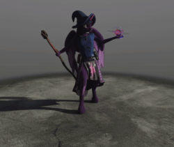 Size: 960x810 | Tagged: safe, artist:stellarator, character:twilight sparkle, character:twilight sparkle (alicorn), species:alicorn, species:anthro, species:pony, species:unguligrade anthro, 3d, animated, blender, clothing, cycles, female, hat, hipposandals, horn, magic, magic aura, mare, no sound, not sfm, smiling, smirk, solo, staff, turntable, webm, wings, wizard, wizard hat