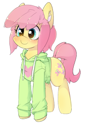 Size: 666x917 | Tagged: safe, artist:hoodie, character:fluttershy, species:pegasus, species:pony, adorascotch, butterscotch, clothing, cute, femboy, hoodie, male, rule 63, rule63betes, short hair, shyabetes, simple background, smiling, solo, stallion, standing, transparent background, trap