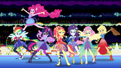 Size: 1920x1080 | Tagged: safe, artist:dashiemlpfim, artist:whalepornoz, edit, character:applejack, character:fluttershy, character:pinkie pie, character:rainbow dash, character:rarity, character:sunset shimmer, character:twilight sparkle, character:twilight sparkle (scitwi), species:eqg human, g4, my little pony: equestria girls, my little pony:equestria girls, humane five, humane seven, humane six, ponied up, sega, sonic 3 & knuckles, super ponied up, vector, vector edit